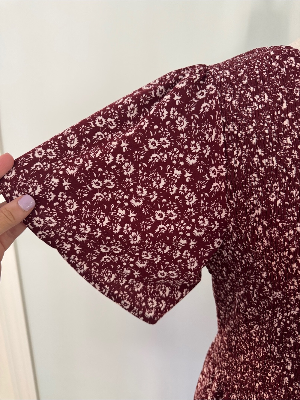 Smocked Waist Burgundy Floral Maxi Dress - NWT - Picture 3 of 7